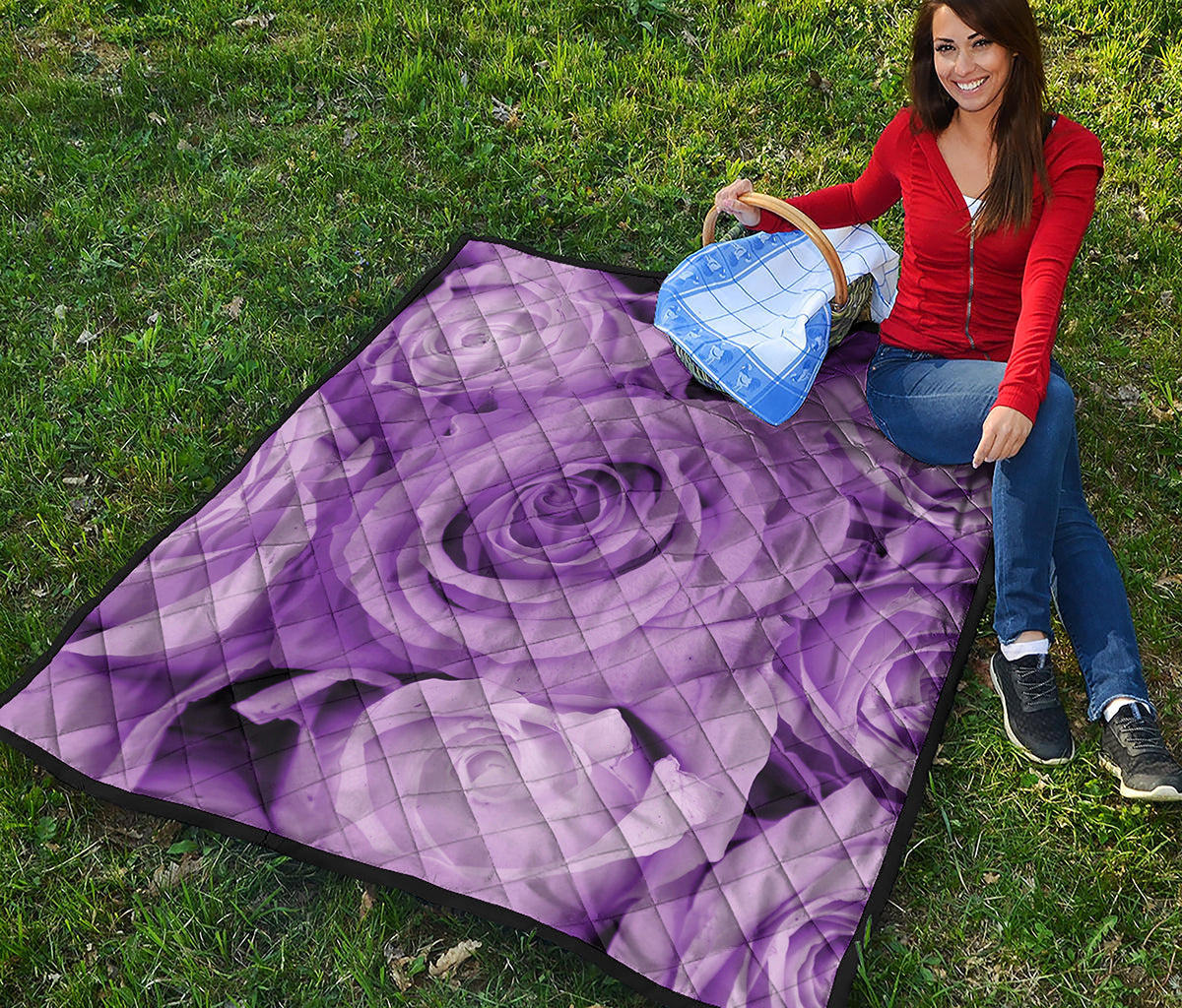 Purple Rose Print Quilt