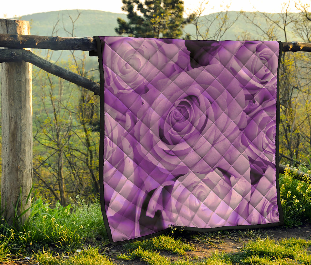 Purple Rose Print Quilt
