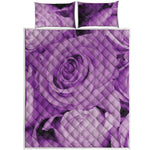 Purple Rose Print Quilt Bed Set