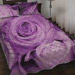 Purple Rose Print Quilt Bed Set