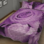 Purple Rose Print Quilt Bed Set