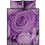 Purple Rose Print Quilt Bed Set