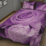 Purple Rose Print Quilt Bed Set