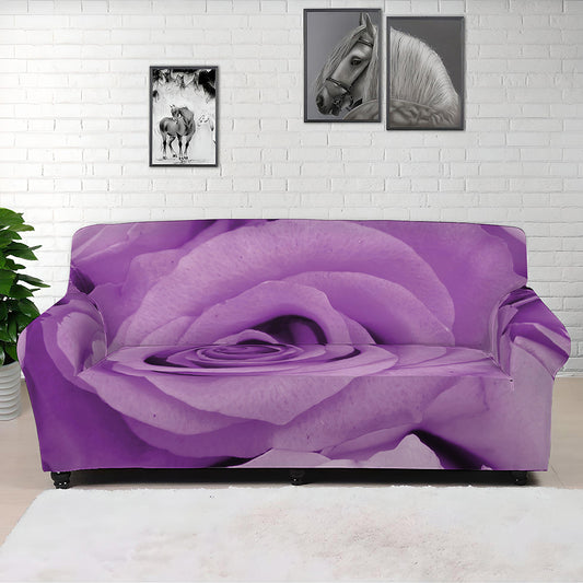 Purple Rose Print Sofa Cover