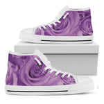 Purple Rose Print White High Top Shoes