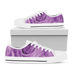 Purple Rose Print White Low Top Shoes