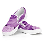 Purple Rose Print White Slip On Shoes
