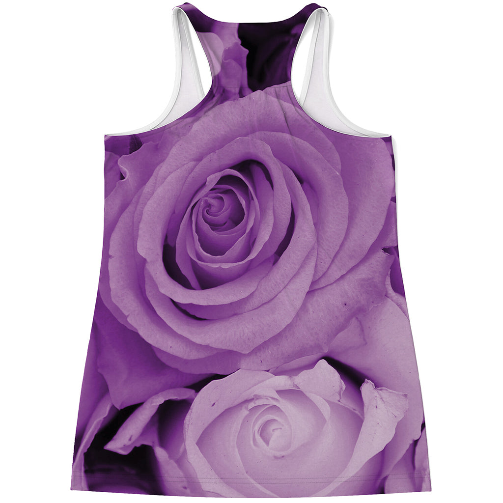 Purple Rose Print Women's Racerback Tank Top