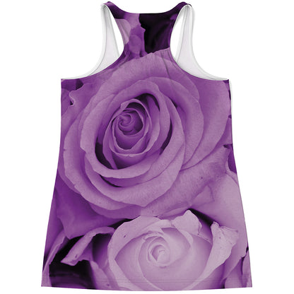 Purple Rose Print Women's Racerback Tank Top