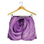 Purple Rose Print Women's Shorts