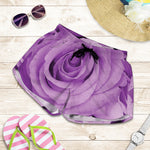 Purple Rose Print Women's Shorts