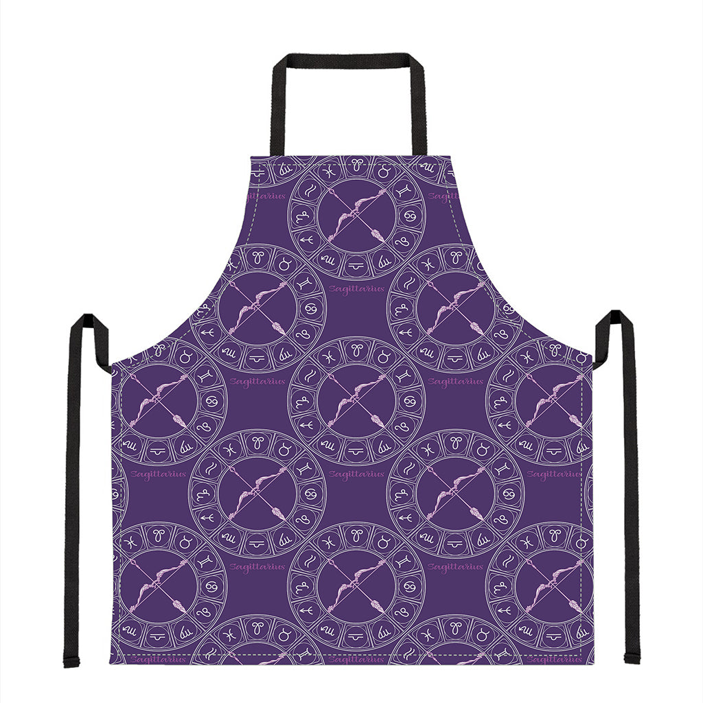Purple Sagittarius Zodiac Pattern Print Apron