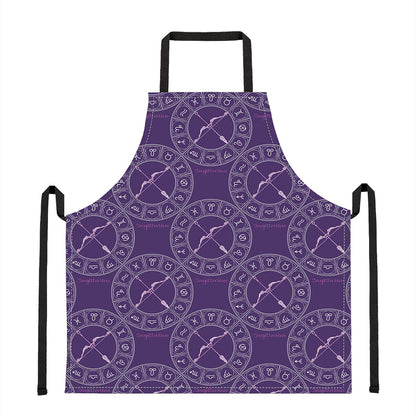 Purple Sagittarius Zodiac Pattern Print Apron
