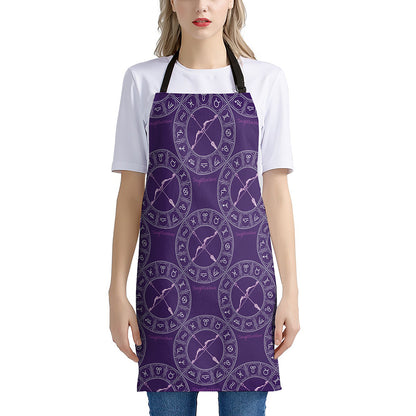 Purple Sagittarius Zodiac Pattern Print Apron