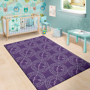 Purple Sagittarius Zodiac Pattern Print Area Rug