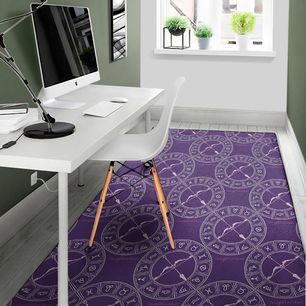 Purple Sagittarius Zodiac Pattern Print Area Rug