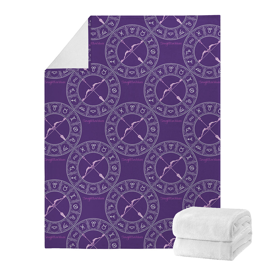 Purple Sagittarius Zodiac Pattern Print Blanket