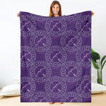 Purple Sagittarius Zodiac Pattern Print Blanket