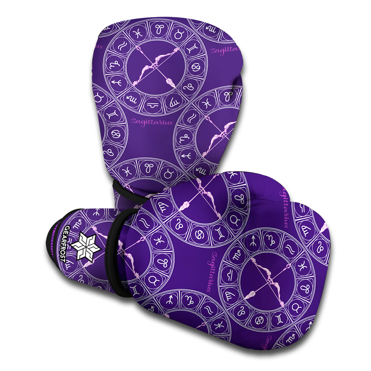 Purple Sagittarius Zodiac Pattern Print Boxing Gloves