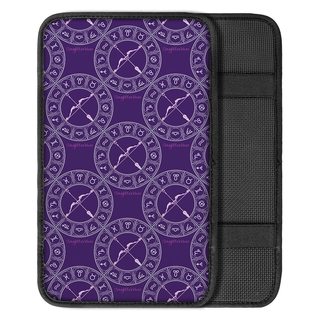 Purple Sagittarius Zodiac Pattern Print Car Center Console Cover