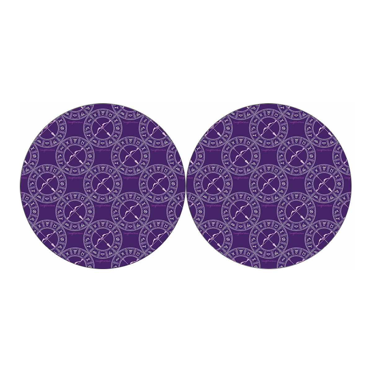 Purple Sagittarius Zodiac Pattern Print Car Coasters