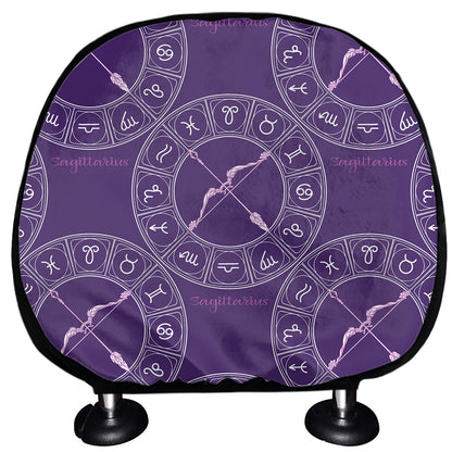 Purple Sagittarius Zodiac Pattern Print Car Headrest Covers