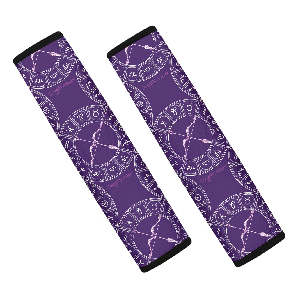 Purple Sagittarius Zodiac Pattern Print Car Seat Belt Covers