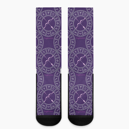 Purple Sagittarius Zodiac Pattern Print Crew Socks