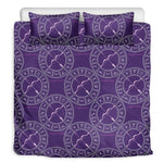 Purple Sagittarius Zodiac Pattern Print Duvet Cover Bedding Set