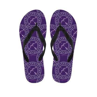 Purple Sagittarius Zodiac Pattern Print Flip Flops