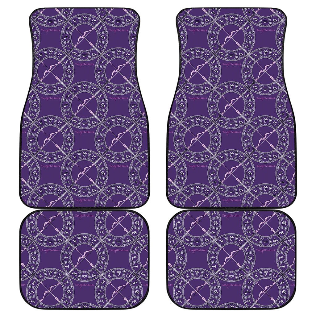 Purple Sagittarius Zodiac Pattern Print Front and Back Car Floor Mats