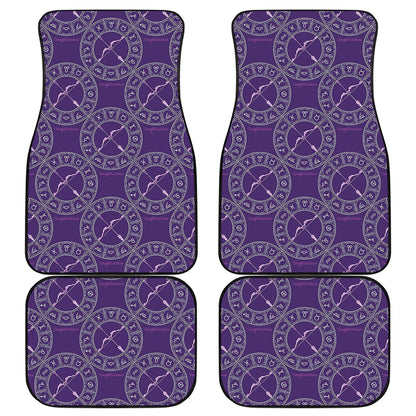 Purple Sagittarius Zodiac Pattern Print Front and Back Car Floor Mats