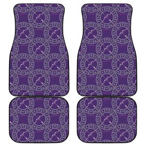 Purple Sagittarius Zodiac Pattern Print Front and Back Car Floor Mats