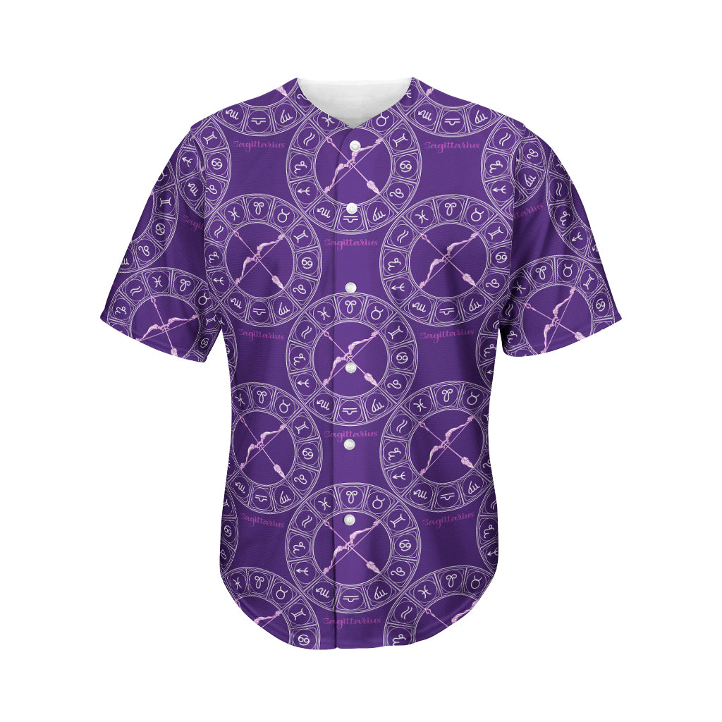 Purple Sagittarius Zodiac Pattern Print Men's Baseball Jersey