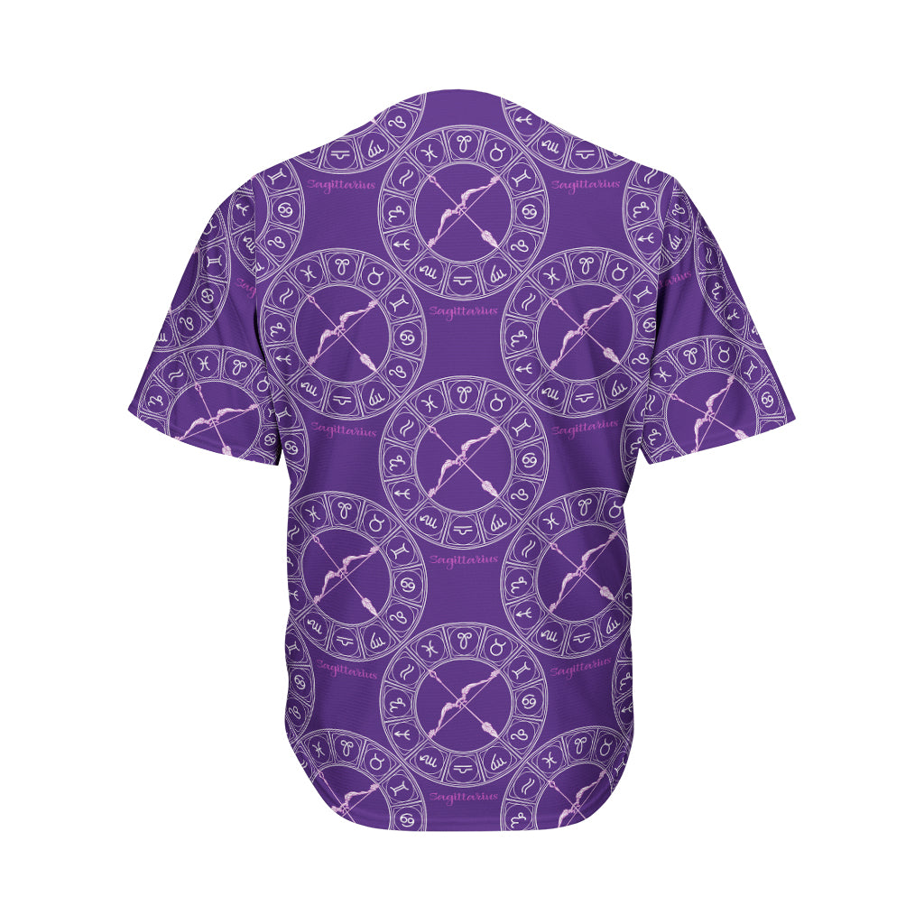 Purple Sagittarius Zodiac Pattern Print Men's Baseball Jersey