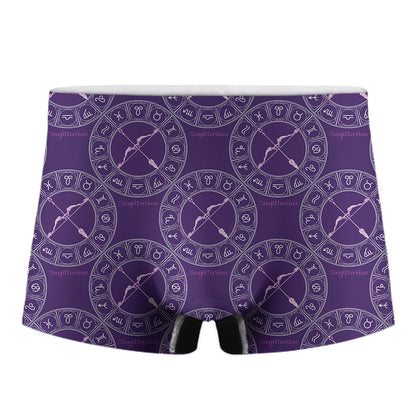 Purple Sagittarius Zodiac Pattern Print Men's Boxer Briefs