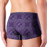 Purple Sagittarius Zodiac Pattern Print Men's Boxer Briefs