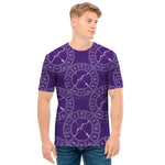 Purple Sagittarius Zodiac Pattern Print Men's T-Shirt