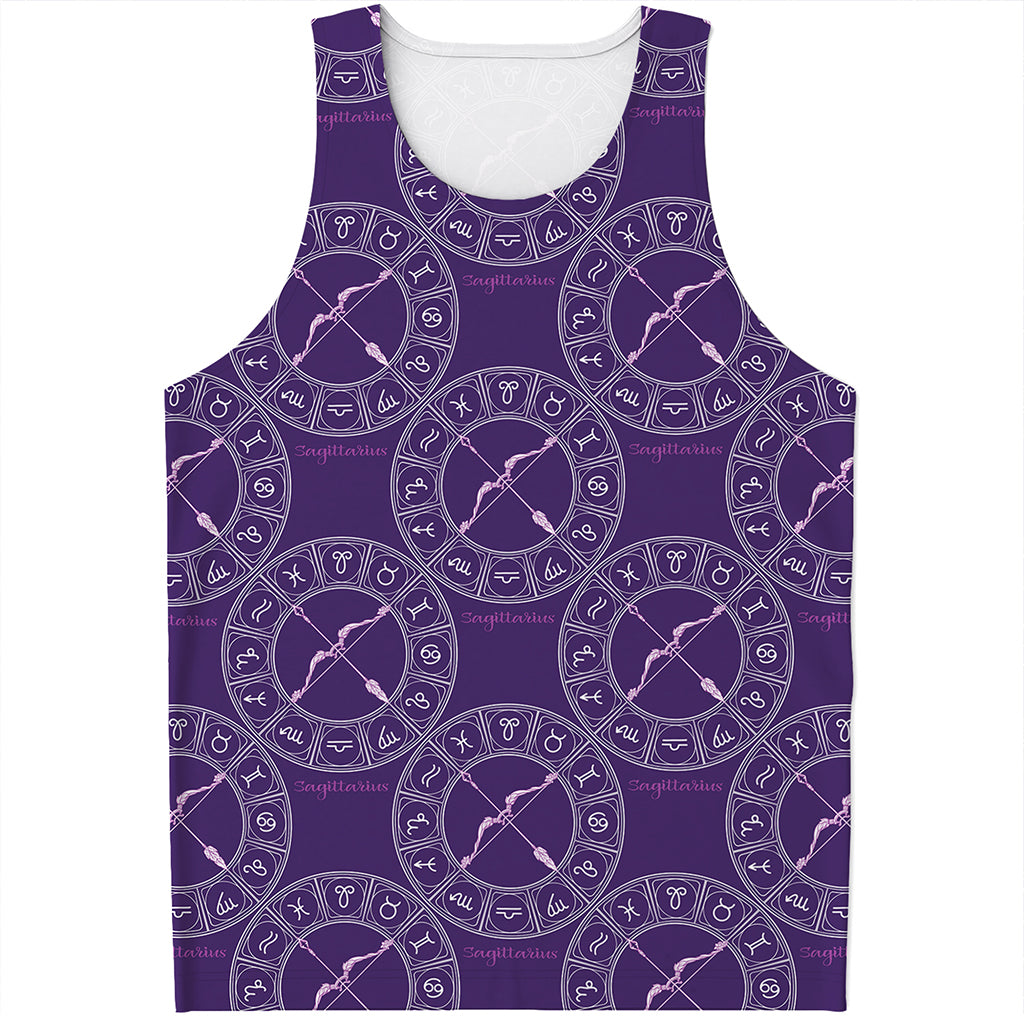 Purple Sagittarius Zodiac Pattern Print Men's Tank Top