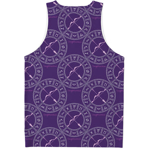 Purple Sagittarius Zodiac Pattern Print Men's Tank Top