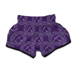 Purple Sagittarius Zodiac Pattern Print Muay Thai Boxing Shorts