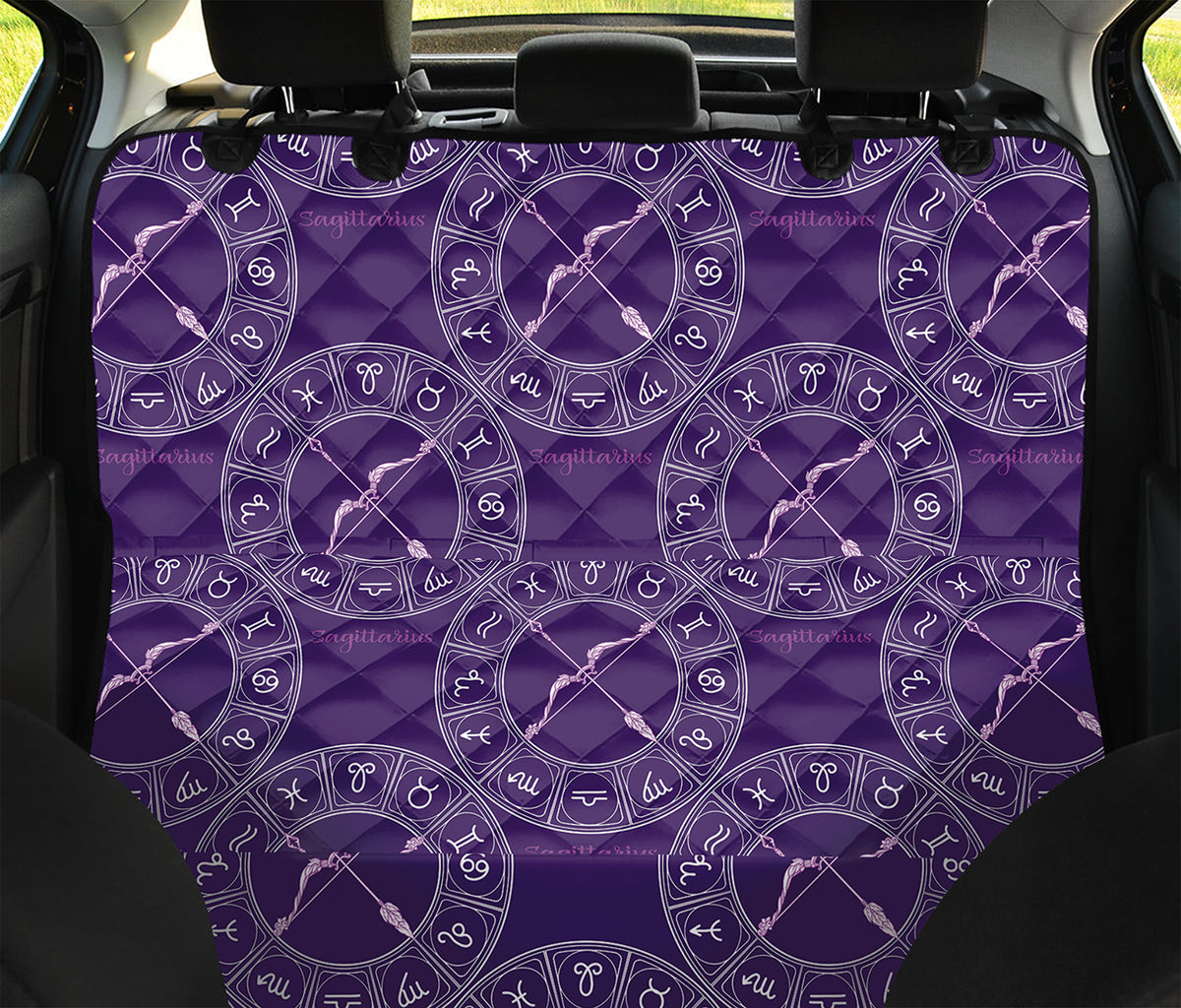 Purple Sagittarius Zodiac Pattern Print Pet Car Back Seat Cover