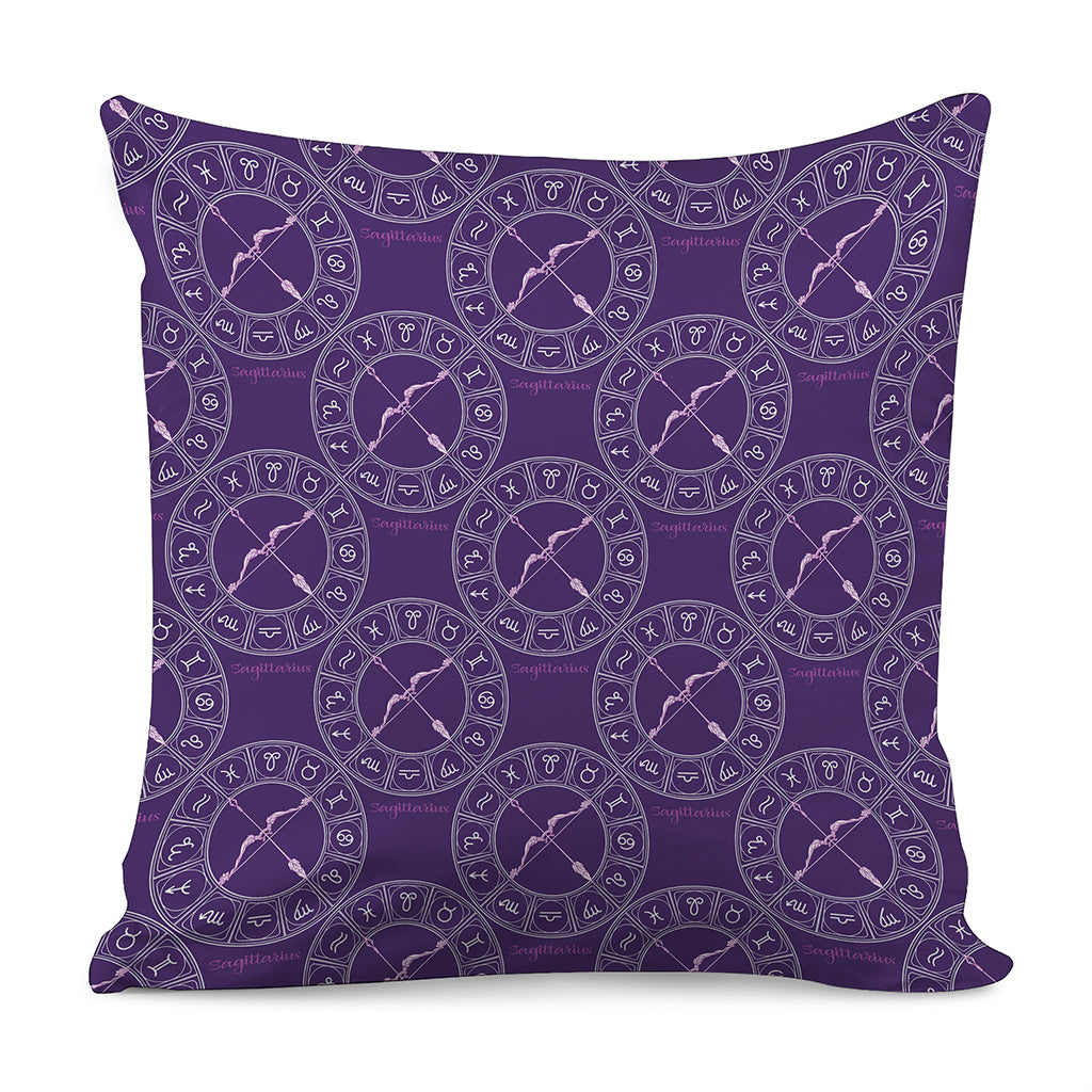 Purple Sagittarius Zodiac Pattern Print Pillow Cover
