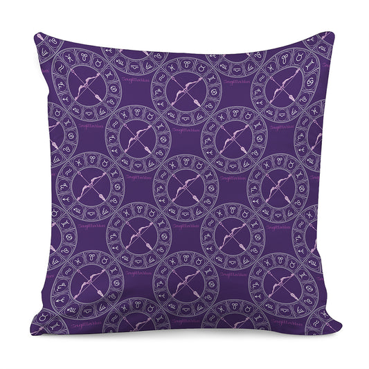 Purple Sagittarius Zodiac Pattern Print Pillow Cover