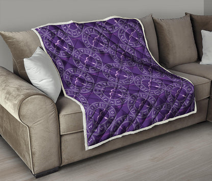 Purple Sagittarius Zodiac Pattern Print Quilt