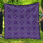 Purple Sagittarius Zodiac Pattern Print Quilt