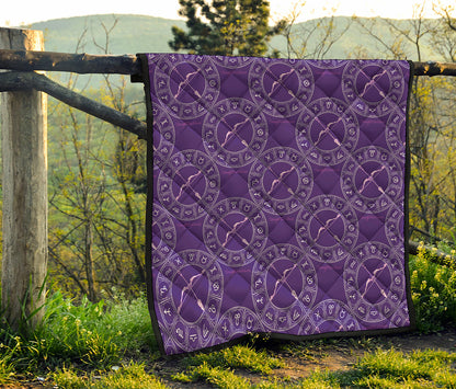 Purple Sagittarius Zodiac Pattern Print Quilt
