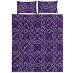 Purple Sagittarius Zodiac Pattern Print Quilt Bed Set