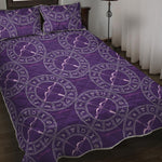 Purple Sagittarius Zodiac Pattern Print Quilt Bed Set