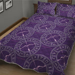 Purple Sagittarius Zodiac Pattern Print Quilt Bed Set